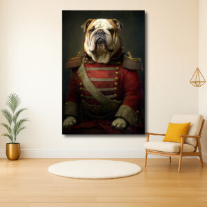 Elegant portret van een bulldog in uniform