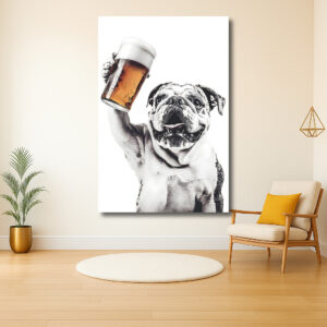 Bulldog met bierglas