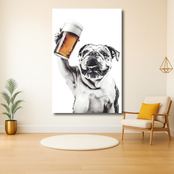 Bulldog met bierglas