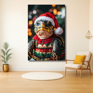 Kerstschildpad met feestelijke outfit