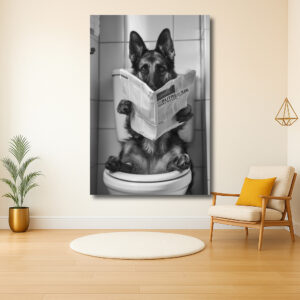 Hond Leest Krant op Toilet