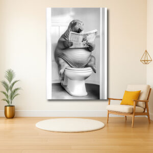 Walrus op toilet met krant