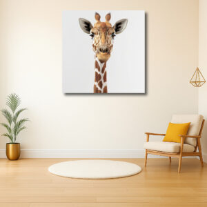 Portret van een nieuwsgierige giraffe