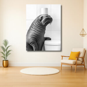 Walrus met toiletrol als hoed