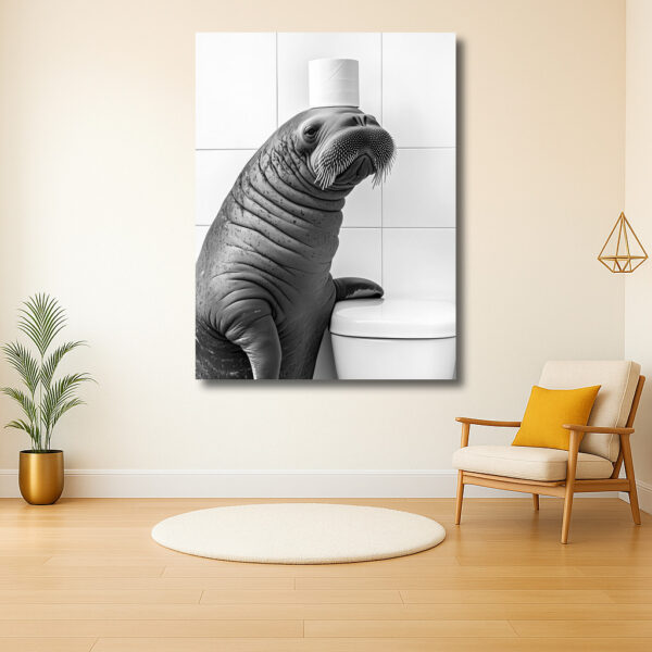 Walrus met toiletrol als hoed