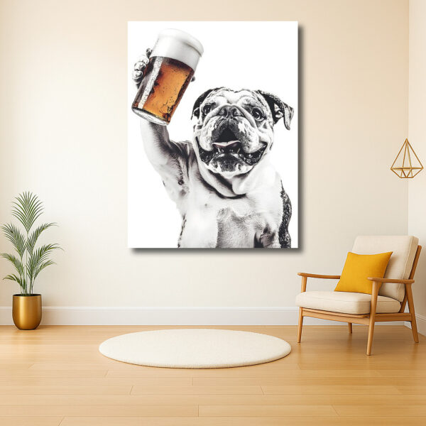 Vrolijke bulldog met biertje