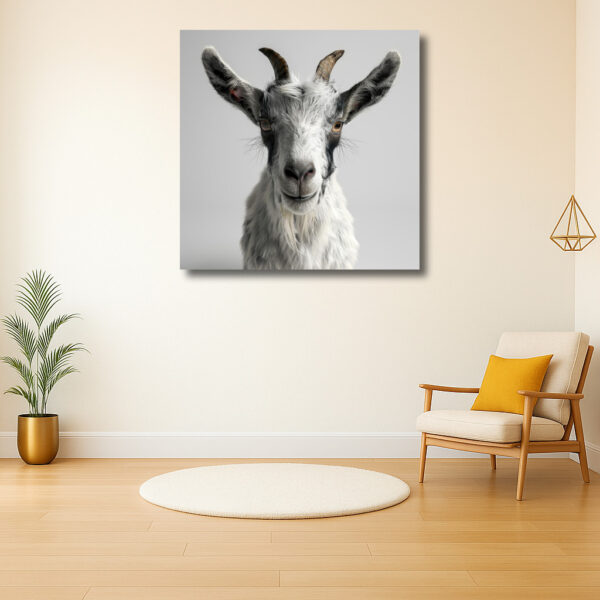 Portret van een nieuwsgierige geit