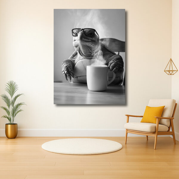 Schildpad met Zonnebril Geniet van Koffie