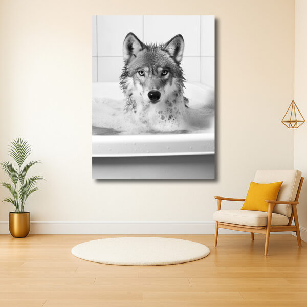 Wolf in het bad: een moment van sereniteit
