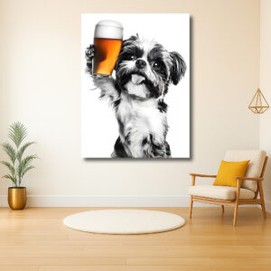 Vrolijke hond met biertje