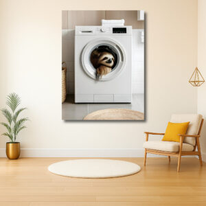 Luiaard in wasmachine avontuur
