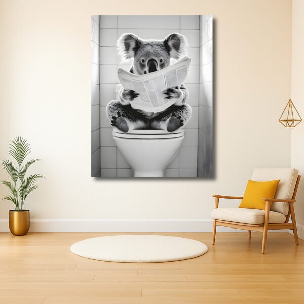 Koala leest krant op toilet