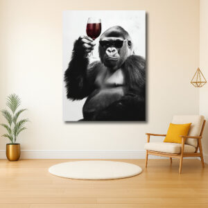 Stijlvolle gorilla met wijnglas