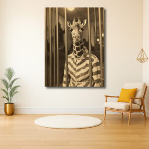 Giraffe in een gevangenisuniform