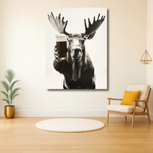 Eland met bierglas in zwart-wit