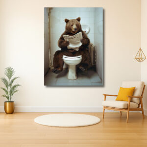 Beer op toilet met krant