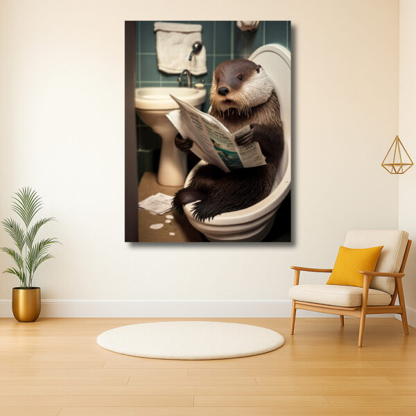 Ontspannen otter leest ochtendnieuws