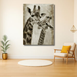 Teder moment tussen twee giraffen