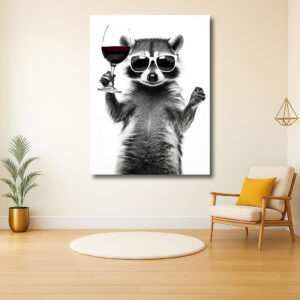 Wasbeer met Zonnebril en Wijnglas