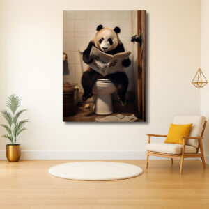 Panda op het Toilet met Krant