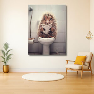 Egel op het toilet met krant