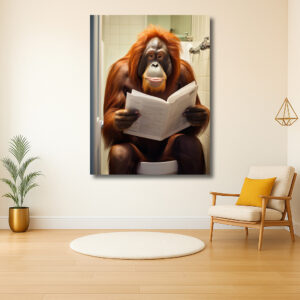 Orang-Oetan Met Krant in de Badkamer
