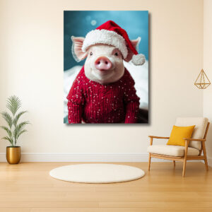 Vrolijk varken met kerstmuts