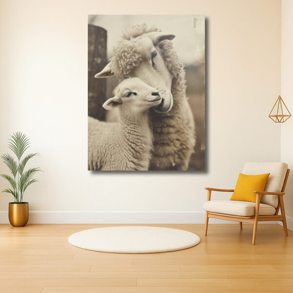 Tedere Omhelzing tussen Twee Schapen