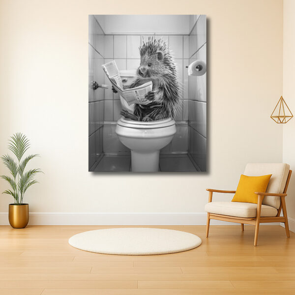 Egel met de krant op het toilet