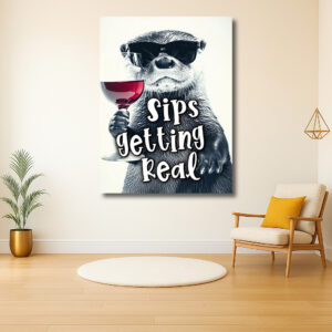 Otter met zonnebril en glas wijn