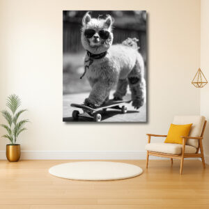 Stijlvolle Lama op een Skateboard