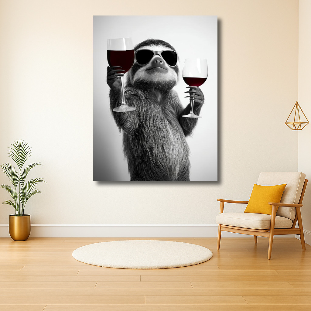 Luiaard met Bril en Wijnglazen