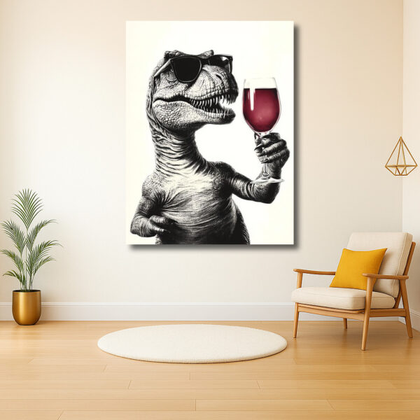 Stylish dinosaurus met een wijnglas