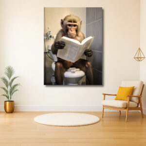 Aap op toilet met boek
