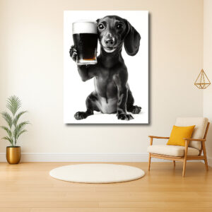 Teckel met een glas bier