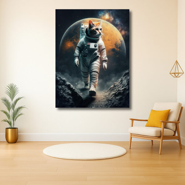 Avontuurlijke astronautenkat op ruimtemissie