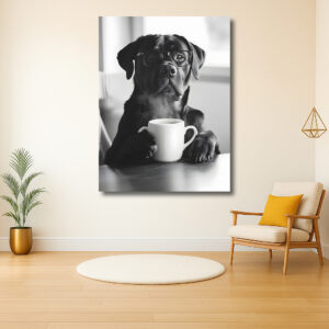 Hond Met Bril En Koffiekop