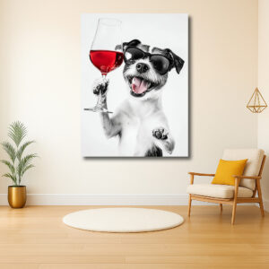 Hond Met Zonnebril en Wijn