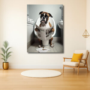 Hond Leest Krant op Toilet