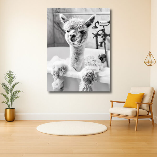 Lama in het bad: een speelse twist