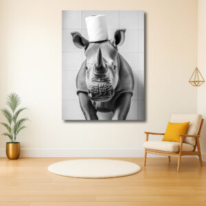 Neushoorn met toiletpapier kroon