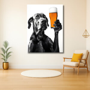 Hond met een glas bier