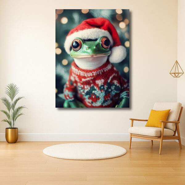 Groene kerstvriend in feestelijke outfit