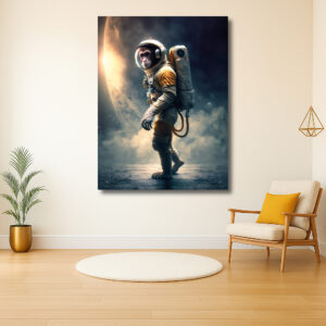 Aap als astronaut in de ruimte