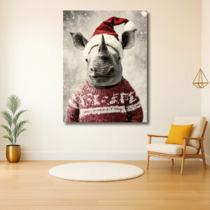 Kerstneushoorn in feestelijke trui