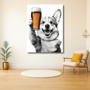 Vrolijke hond met bierglas