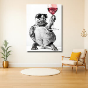 Stijlvolle Schildpad met Wijnglas