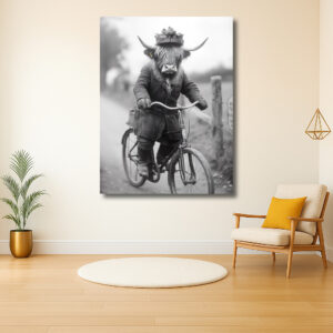 Schotse hooglander op de fiets in stijl