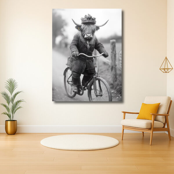 Schotse hooglander op de fiets in stijl