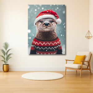 Speelse otter in kersttrui